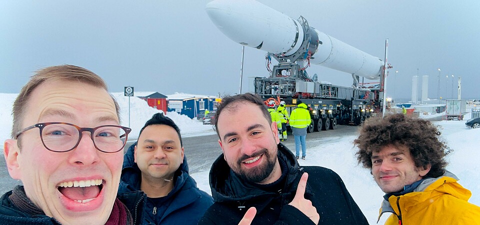 The CyBEEsat team in front of the Isar Aerospace rocket in Andoya. The CyBEEsat team in front of the Isar Aerospace rocket in Andoya.