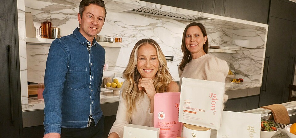 Steven Mattwig (CEO Glow25), Sarah Jessica Parker & Denise Kurz (Head of Brand Glow25)