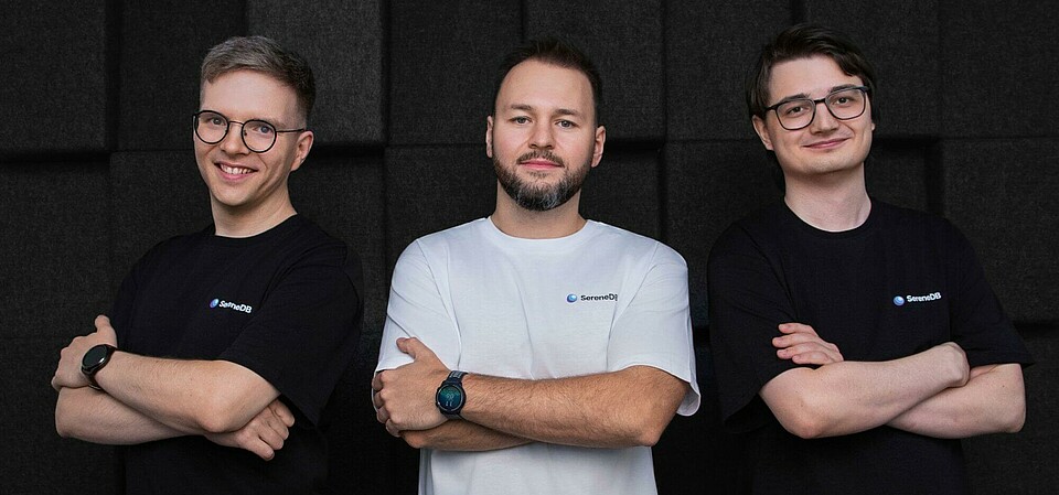 The SereneDB founders, Alexander Malandin, Andrey Abramov, and Valery Mironov
