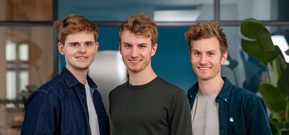 The founders of voize: Fabio Schmidberger, Marcel Schmidberger, and Erik Ziegler